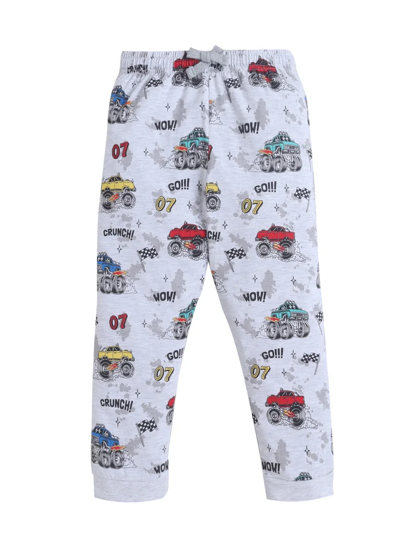Victor And Jane  Boys Monster Truck Print Cotton Pajama Set – T-Shirt & Full Pants Nightwear for Men | Best Price UAE