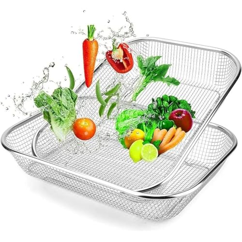 SWOPPLY Steel Rectangle Drain Basket,Spoon Holder Dish Drainer for Kitchen Drying Stand Bartan Over Sink Counter Dish Rack Bartan Over Sink Counter (Drain Basket 30 * 20 * 6) - Image 1