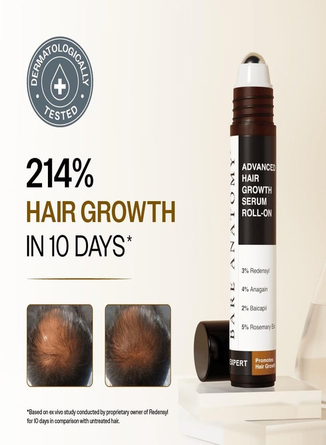 Bare Anatomy Advanced Hair Growth Serum Roll-On| 3% Redensyl + 4% Anagain + 2% Baicapil + 5% Rosemary, Rice Water, Biotin & Saw Palmetto| Reduces Hair Fall, Supports Hair Growth for Men & Women | 25ml-Pack of 2 - Image 2
