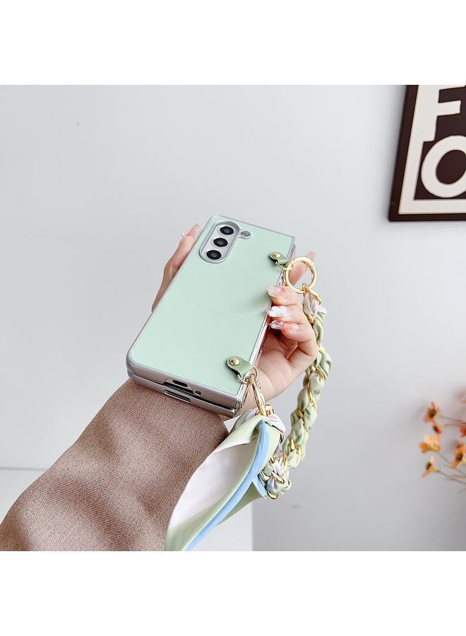 S-TOP Case For Samsung Galaxy Z Fold3 5G Metallic Paint Leather Phone Case with Scarf Bracelet - Image 4