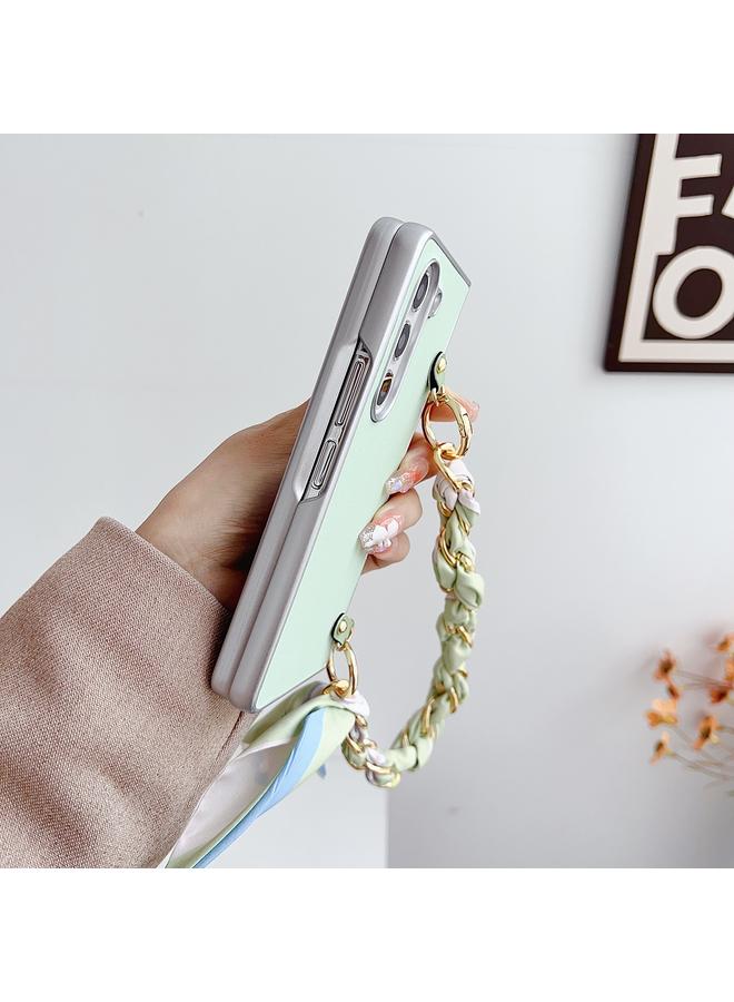 S-TOP Case For Samsung Galaxy Z Fold3 5G Metallic Paint Leather Phone Case with Scarf Bracelet - Image 3