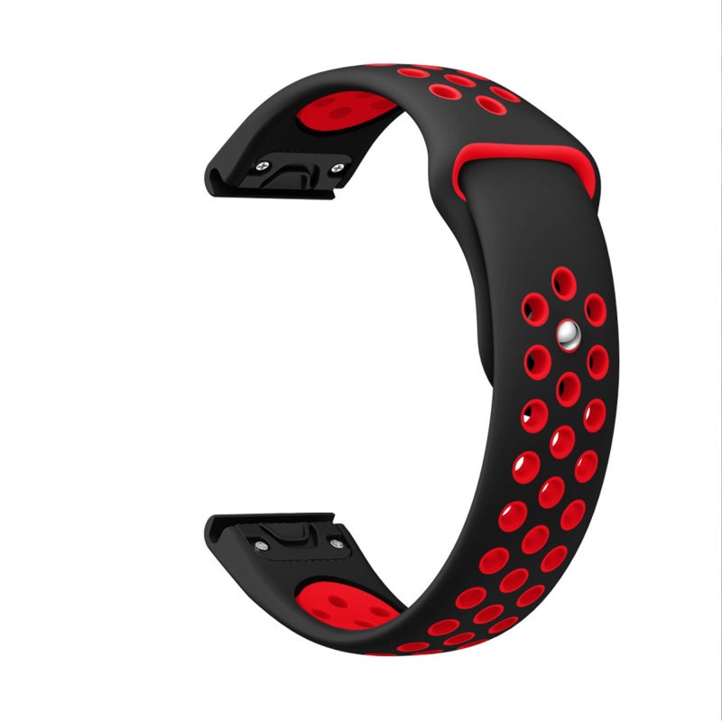 S-TOP For Garmin Instinct 2 Solar Sports Breathable Silicone Watch Band(Black+Red) - Image 2