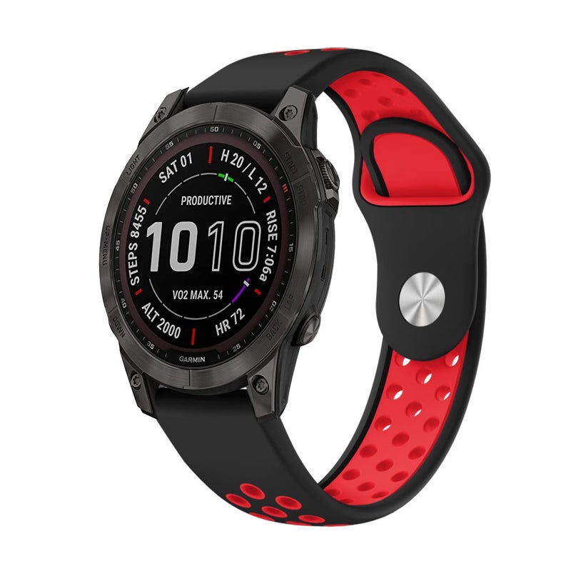 S-TOP For Garmin Instinct 2 Solar Sports Breathable Silicone Watch Band(Black+Red) - Image 1