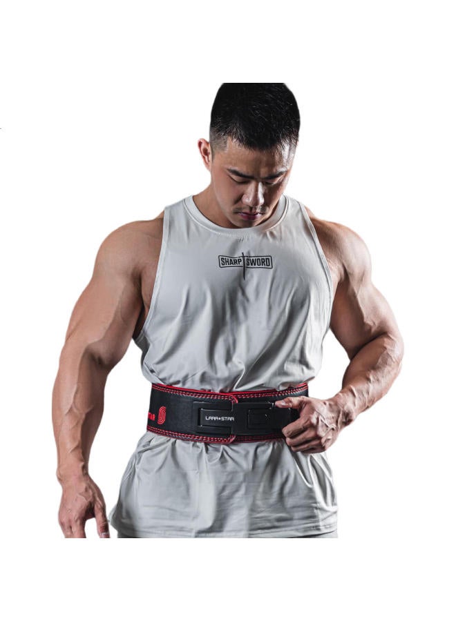 LAURASTAR Laura Star Ls0899Id Series Quick Release Belt For Squats And Deadlifts, Professional Weightlifting Waist Support Belt With Buckle For Men, Black And Red, Size M - Image 1