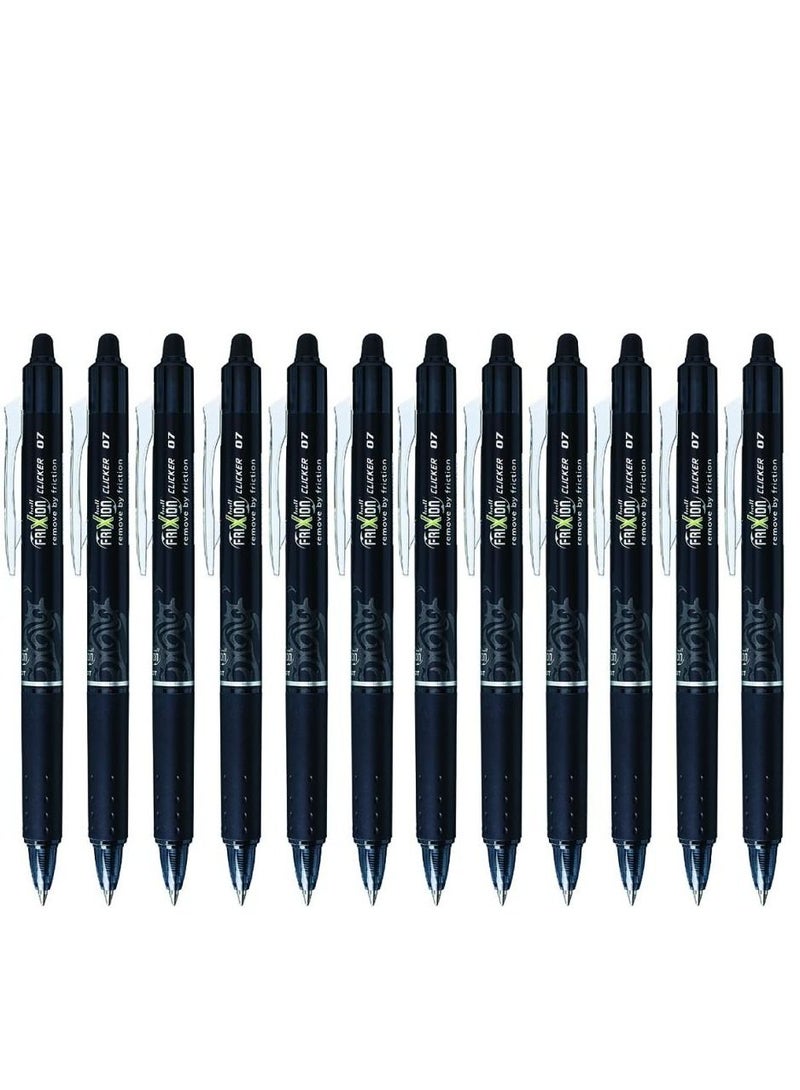 Pilot Frixion Clicker 0.7mm 12 Pieces Retractable Erasable Gel Rollerball Black - Image 3