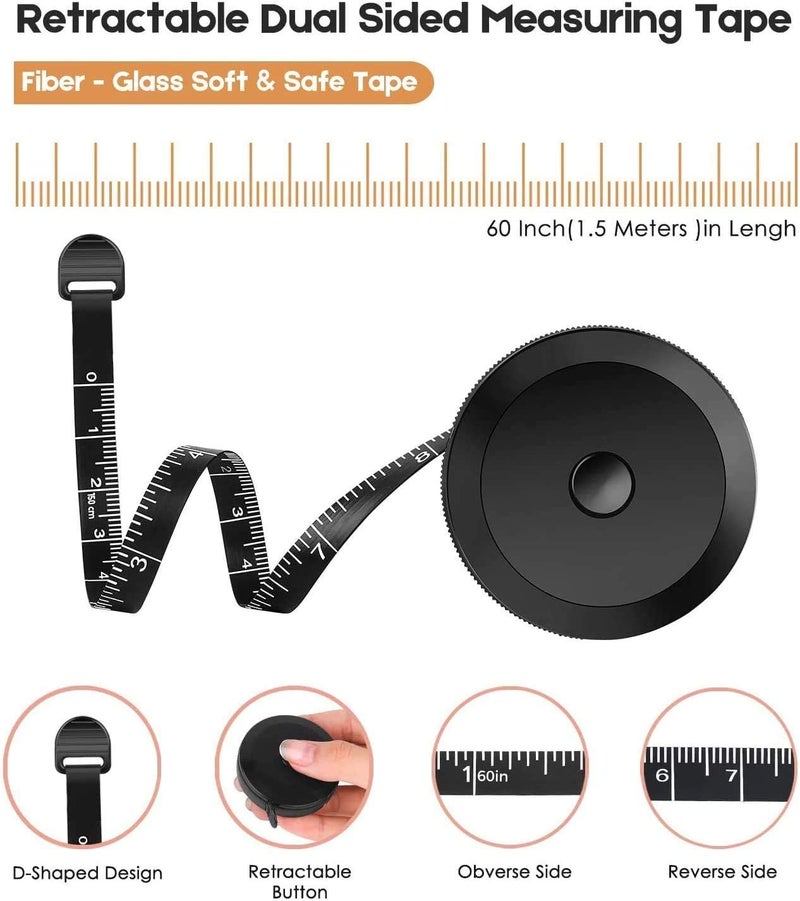 iBayam 2 Pack Tape Measure Measuring Tape Tool for Body Fabric Sewing Tailor Cloth Knitting Vinyl Home Craft Measurements, 60-Inch Soft White & Retractable Double Scales Rulers for Body Weight Loss - Image 2