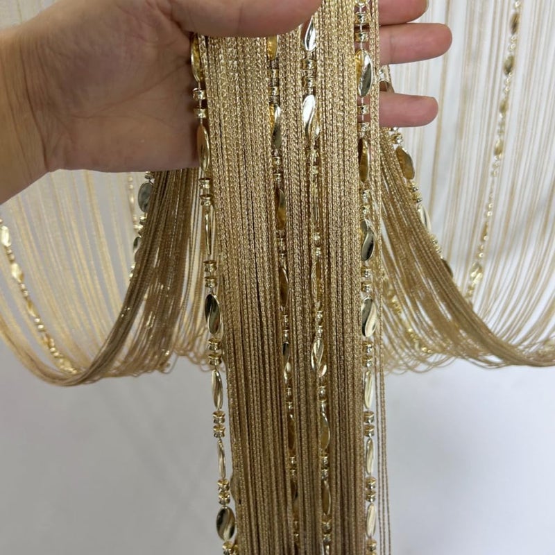 ave split Long term heavy use compatible 100cmX200cm Decorative Door String Curtain Beads Wall Panel Fringe Window Room Divider Blind for Wedding Coffee House Restaurant Parts Door Divider Beads Tassel Screen Decoration (gold25) All storage space compatible - Image 3