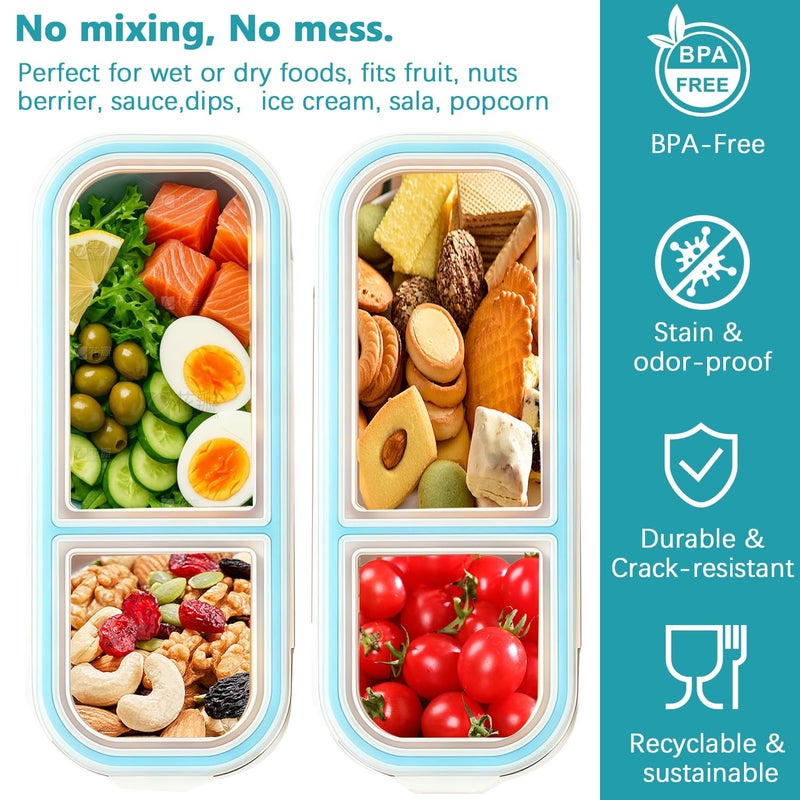 Besmall Food Storage Containers with Airtight Lid, Stainless Steel Snack Containers, Leak Proof Metal Lunchbox with Compartment and Spoon, Lunch Box Bento Box Adult for Office, Travel, Meal Prep - Image 2