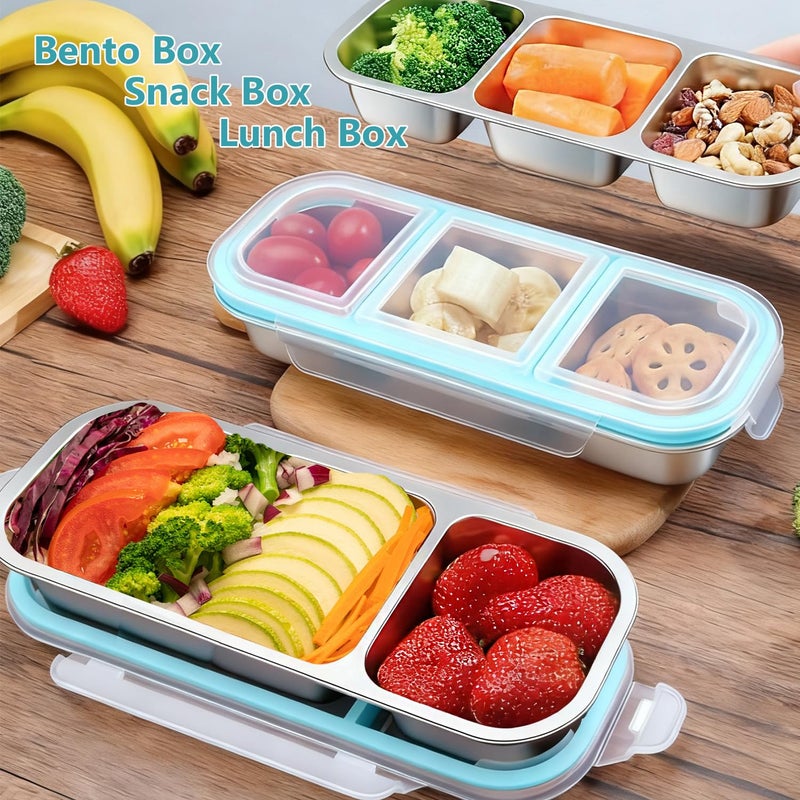 Besmall Food Storage Containers with Airtight Lid, Stainless Steel Snack Containers, Leak Proof Metal Lunchbox with Compartment and Spoon, Lunch Box Bento Box Adult for Office, Travel, Meal Prep - Image 4