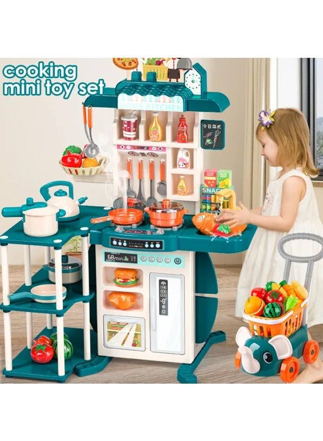 Kids Kitchen Playset,Play Kitchen Toy with Realistic Lights & Sounds,86 PCS Kitchen Accessories Set Toy, Mini Kitchen Set for Kids, Pretend Play Food Toys for 3+ Year Old Boys and Girls  - Image 3