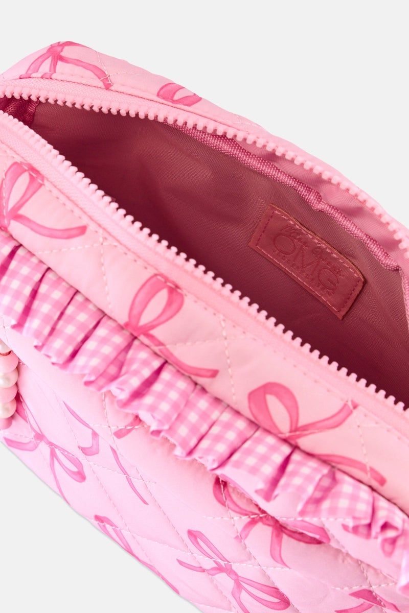 Miss Gwen's OMG Kids Girl Quilted Makeup Pouch With Charm, Pink - Image 3