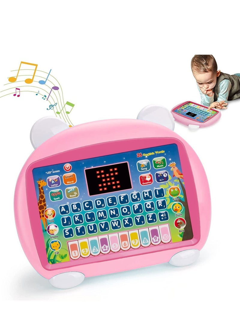 Y&D DMG Kids Early Educational Toy, Kid Tablet Toddler Learning Pad Interactive Music, Piano, ABC, Numbers, Words, Spell, Animals, for Boys, Girls (pink) - Image 1