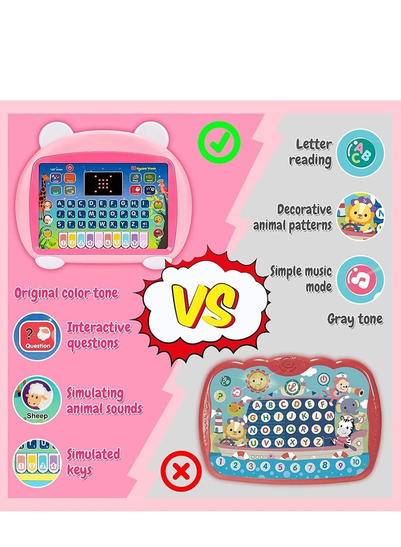 Y&D DMG Kids Early Educational Toy, Kid Tablet Toddler Learning Pad Interactive Music, Piano, ABC, Numbers, Words, Spell, Animals, for Boys, Girls (pink) - Image 4