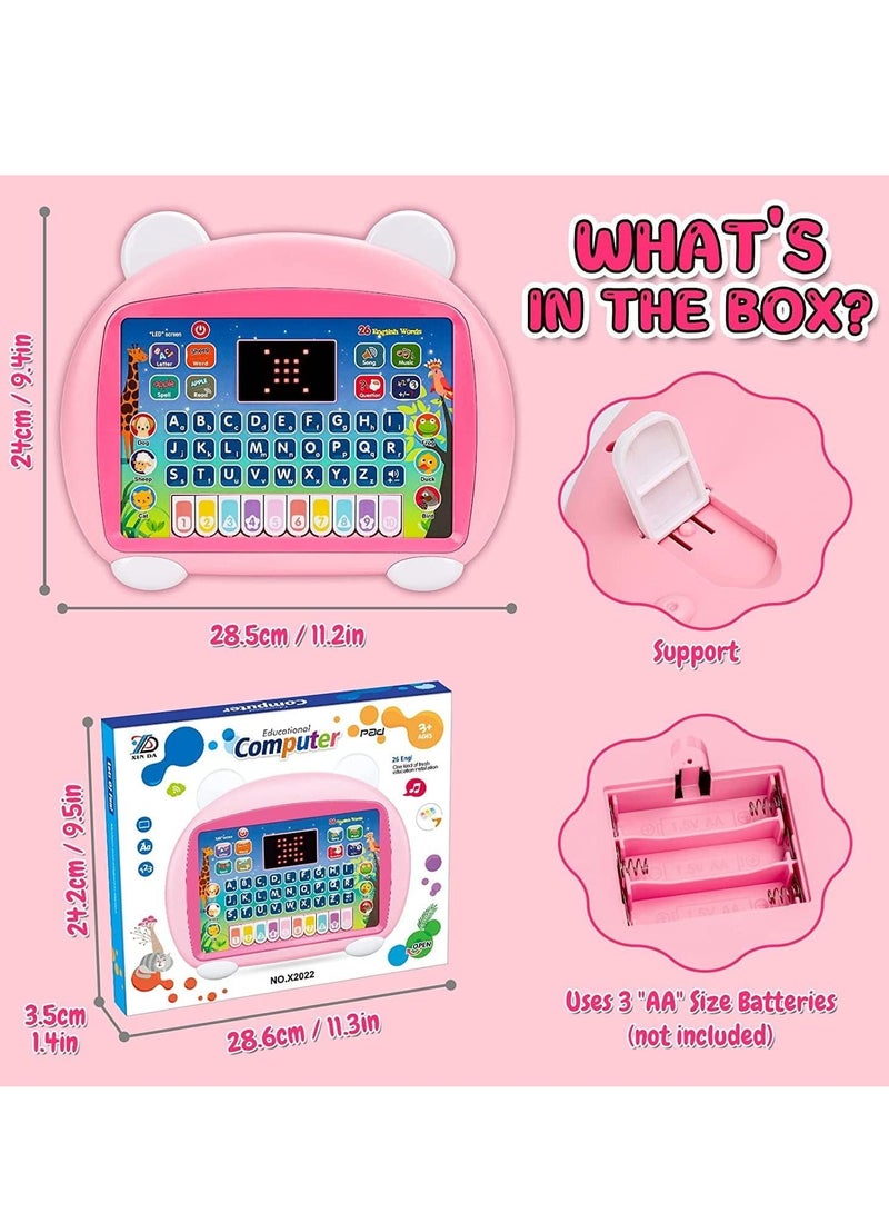 Y&D DMG Kids Early Educational Toy, Kid Tablet Toddler Learning Pad Interactive Music, Piano, ABC, Numbers, Words, Spell, Animals, for Boys, Girls (pink) - Image 5