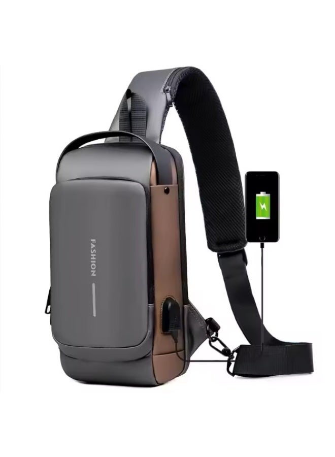 Casual backpack with USB strap, anti-theft and waterproof, for chest and shoulder use. - Image 1
