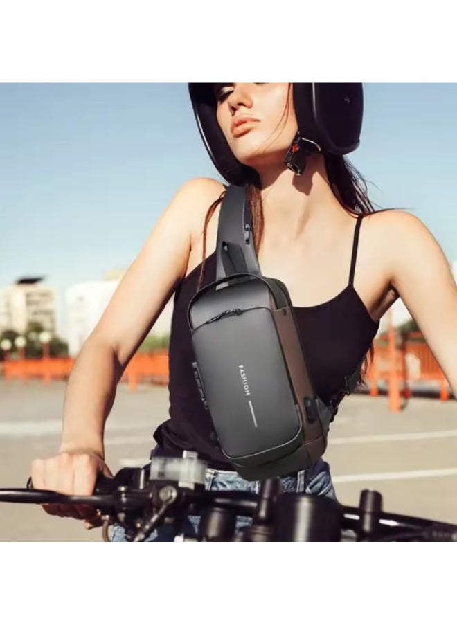 Casual backpack with USB strap, anti-theft and waterproof, for chest and shoulder use. - Image 3