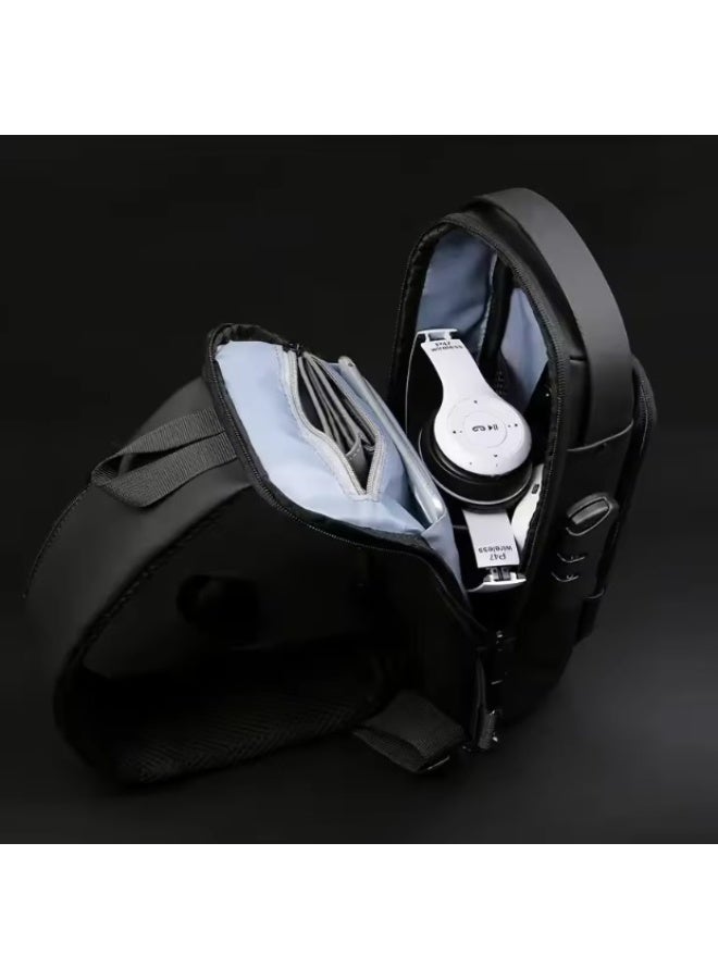 Casual backpack with USB strap, anti-theft and waterproof, for chest and shoulder use. - Image 4