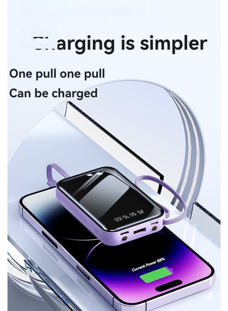 New self-contained fast charging power bank 20000 mAh large capacity compact portable mirror power bank (purple)  - Image 3