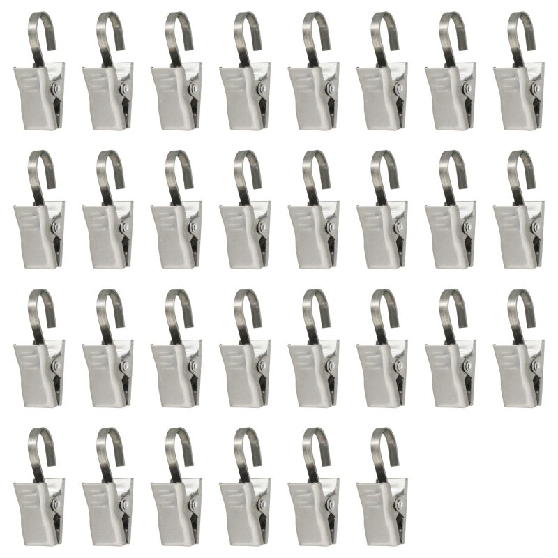 yueton Pack of 30 Stainless Steel Clips w/Hook for Curtain, Photos, Home Decoration - Image 1
