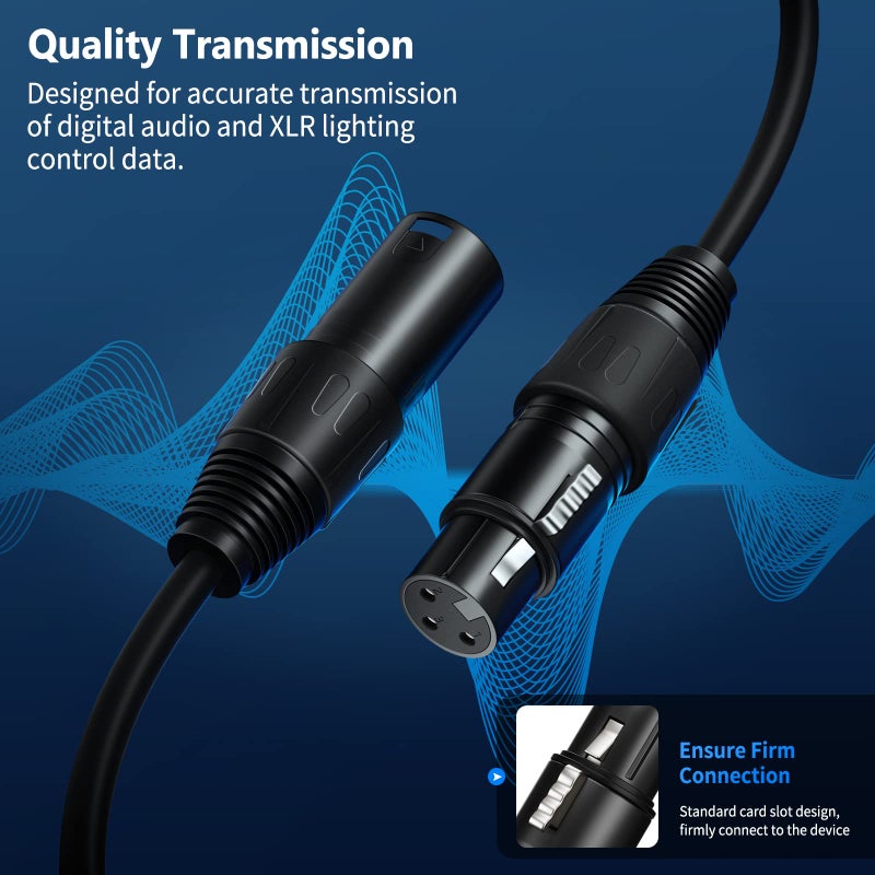 NEEWER 10 in 1 Mega Value Pack with 6.5 Feet / 2 Metres XLR Stage Light Cable Wire 3 Pin XLR Male to Female Connector for Moving Main Light PAR Light Headlamp with XLR Input and Output - Image 4