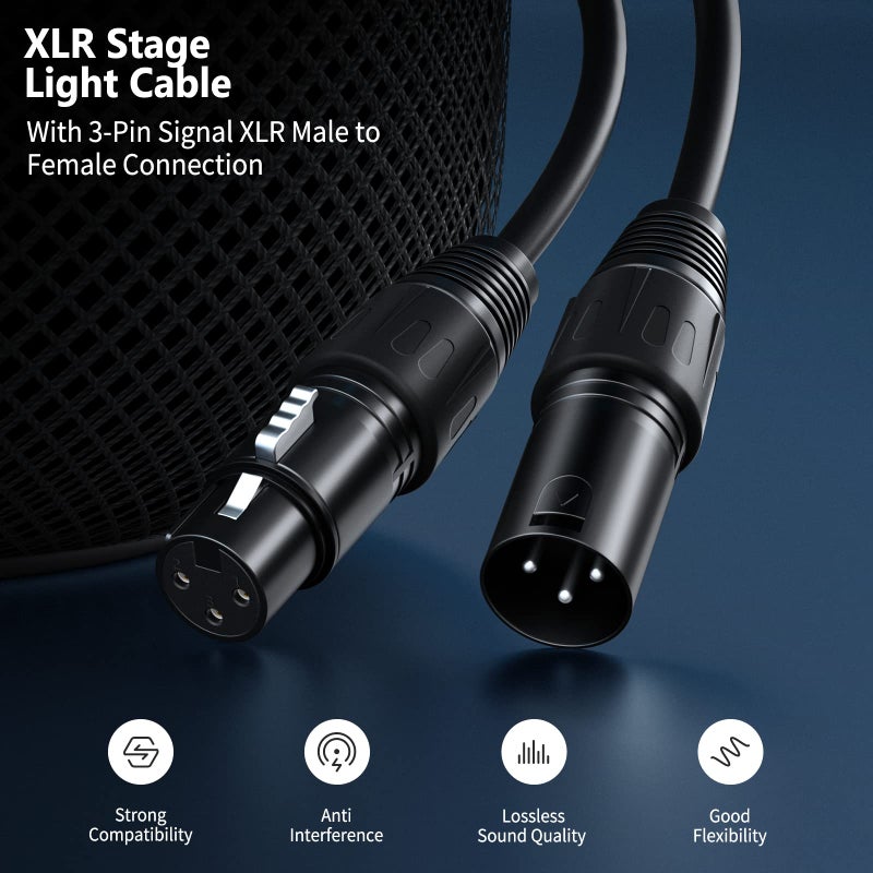 NEEWER 10 in 1 Mega Value Pack with 6.5 Feet / 2 Metres XLR Stage Light Cable Wire 3 Pin XLR Male to Female Connector for Moving Main Light PAR Light Headlamp with XLR Input and Output - Image 2