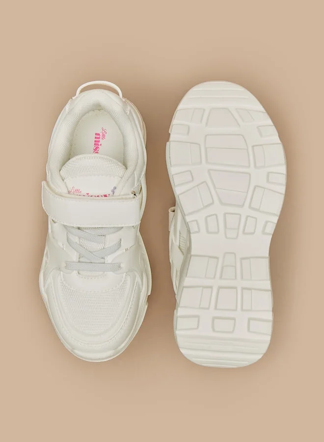 Little Missy Girls Little Missy Panelled Sneakers with Hook and Loop Closure