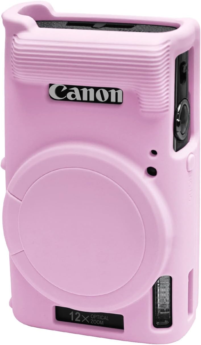 إيزي هود حافظة لكاميرا Canon IXUS 285 HS/IXY 650/ELPH 360، غطاء كاميرا سيليكون ناعم مع غطاء عدسة قابل للإزالة، حافظة واقية رفيعة مضادة للخدش لحمل الكاميرا، غطاء جلدي لجسم الكاميرا (وردي فاتح) - Image 1
