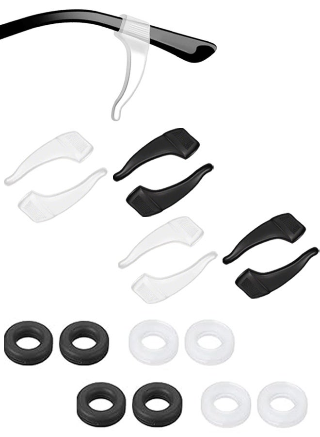 8 أزواج من حاملات النظارات ذات الطرازين، حاملات أذرع النظارات المصنوعة من السيليكون، واقيات مضادة للانزلاق، سدادات النظارات، خطافات قبضة الأذن - Image 1