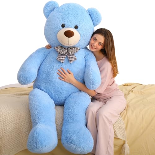 MaoGoLan Giant Plush Teddy Bear Life Size Large Stuffed Animal 5 Feet Soft and Fluffy Big Teddy Bear Gift for Baby Shower Christmas Valentines Day Blue - Image 1