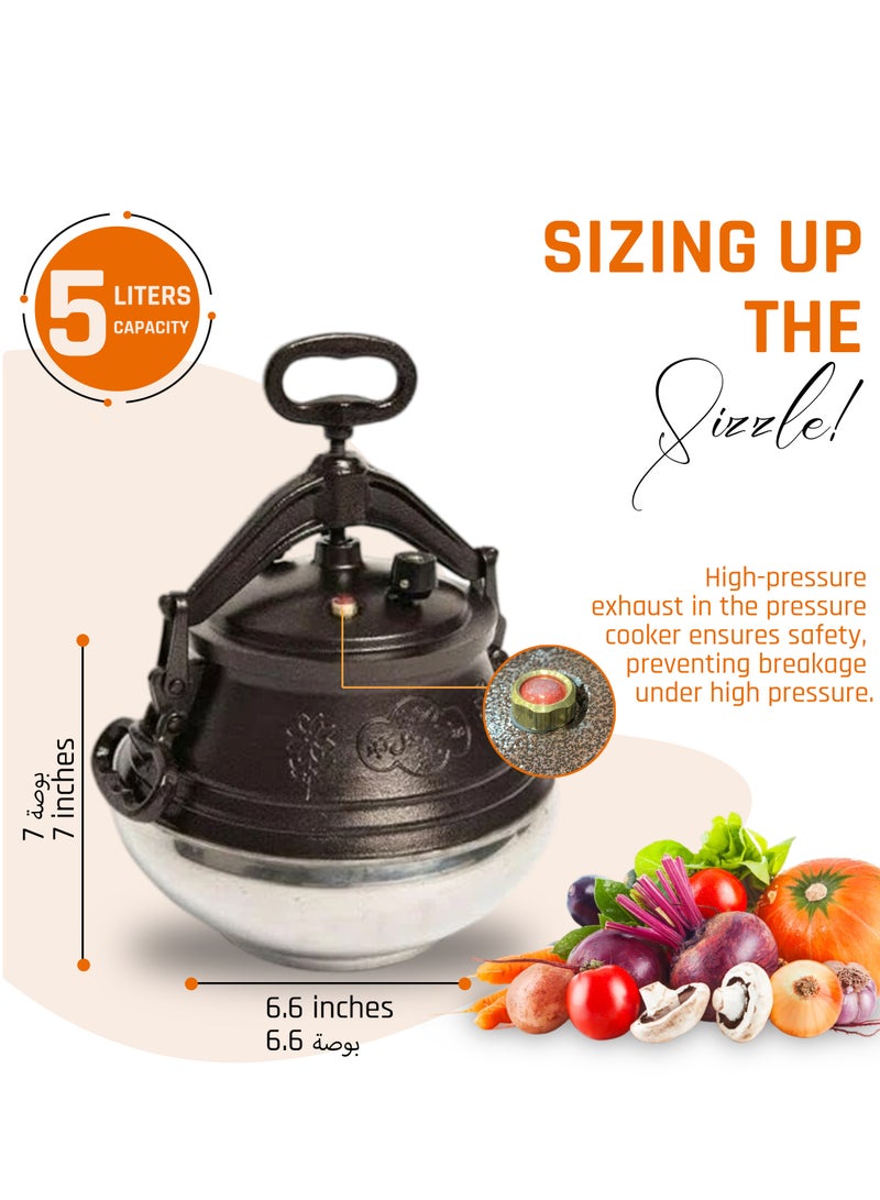 5 Litres Afganistan Premium Darakshan Afghani Pressure Cooker - Aluminium - High Pressure Cooker  - Image 2