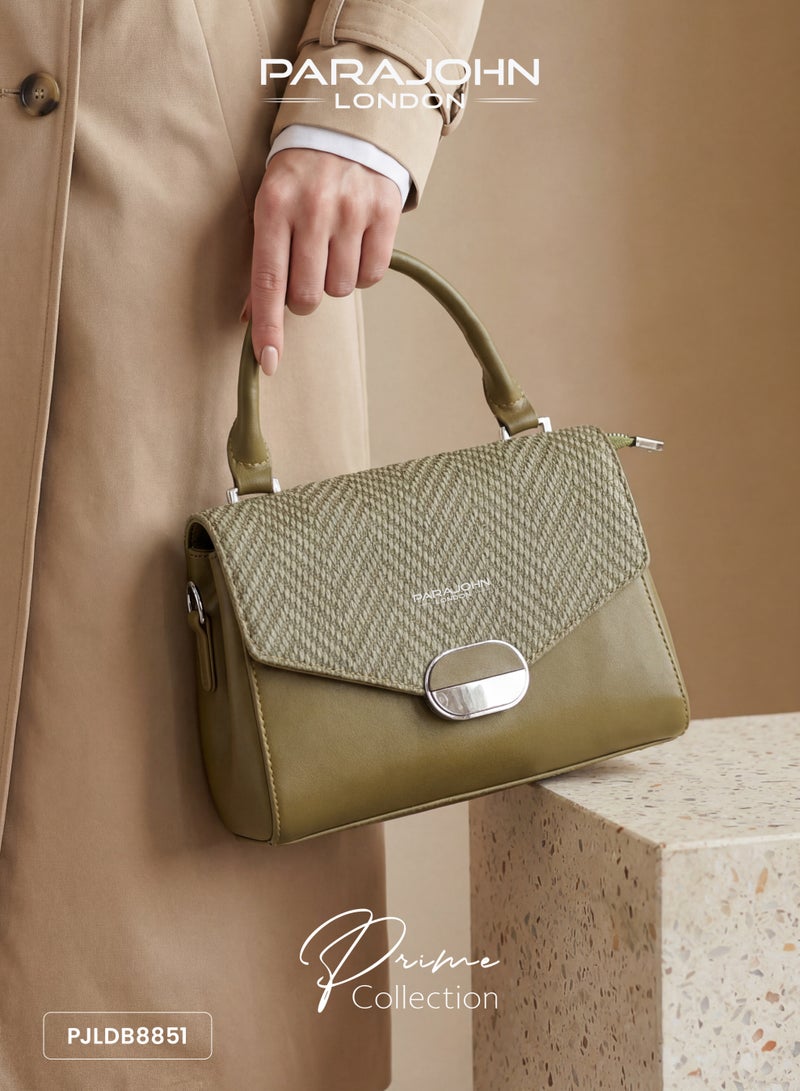 PARAJOHN Para John Women Handbag PU Leather Top Handle Shoulder Bag Flap Closure Elegant Structured Design - Image 2