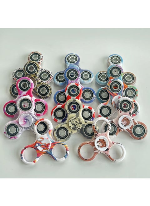Triangle Fingertip Gyro Camouflage Printing Gyro Finger Leaf Spiral Decompression Rotating Toy Black Wukong Gyro-Color:Three-leaf Iron Block Electroplated Rose Red