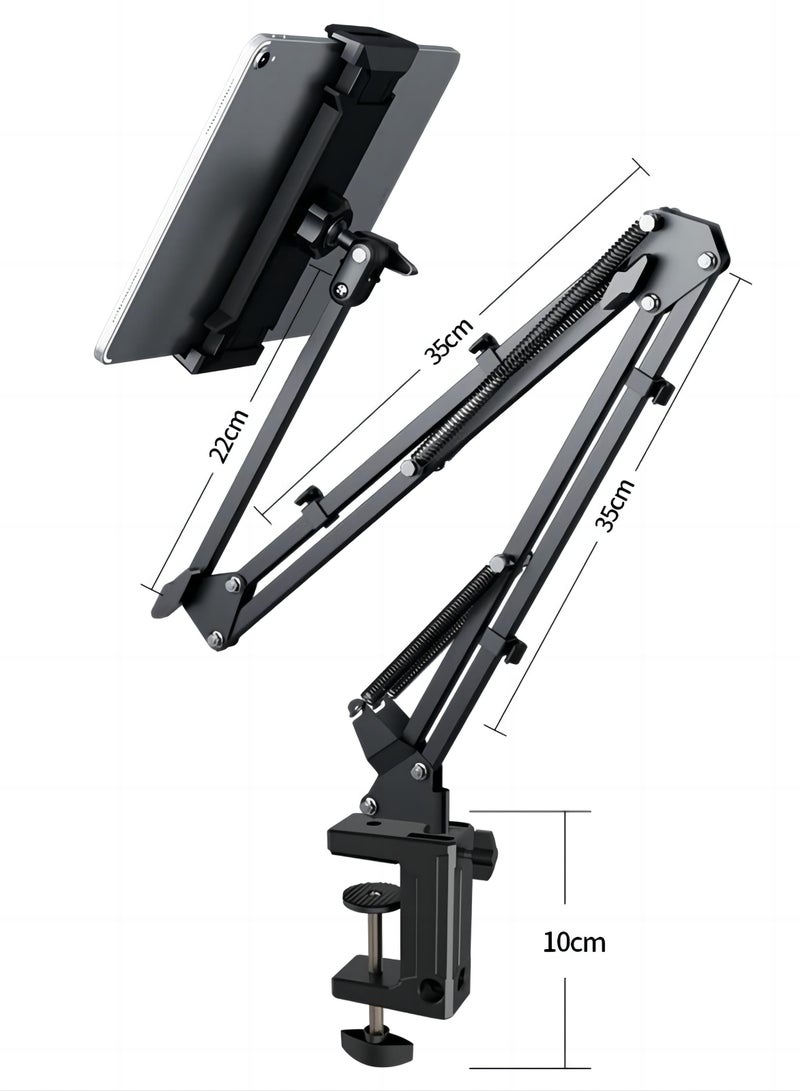 Tablet Stand 360 Adjustable iPad Stand Lazy Phone Holder iPad Holder Hands Free Flexible Tablet Holder Compatible with iPhone 15 Pro/Pro Max iPad Pro Mini iPad all 4-12.9\" Phones and Tablets Black  - Image 2
