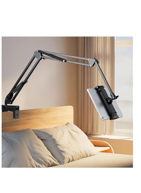 Tablet Stand 360 Adjustable iPad Stand Lazy Phone Holder iPad Holder Hands Free Flexible Tablet Holder Compatible with iPhone 15 Pro/Pro Max iPad Pro Mini iPad all 4-12.9\" Phones and Tablets Black