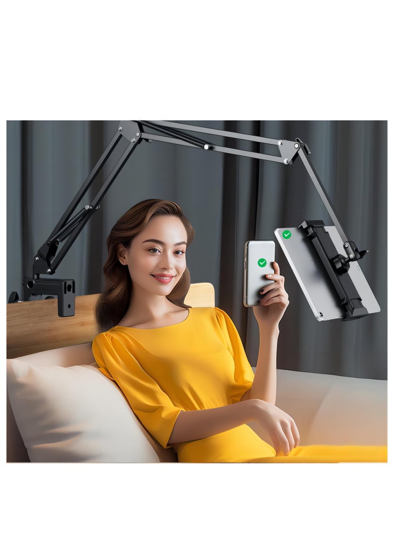 Tablet Stand 360 Adjustable iPad Stand Lazy Phone Holder iPad Holder Hands Free Flexible Tablet Holder Compatible with iPhone 15 Pro/Pro Max iPad Pro Mini iPad all 4-12.9\" Phones and Tablets Black  - Image 3