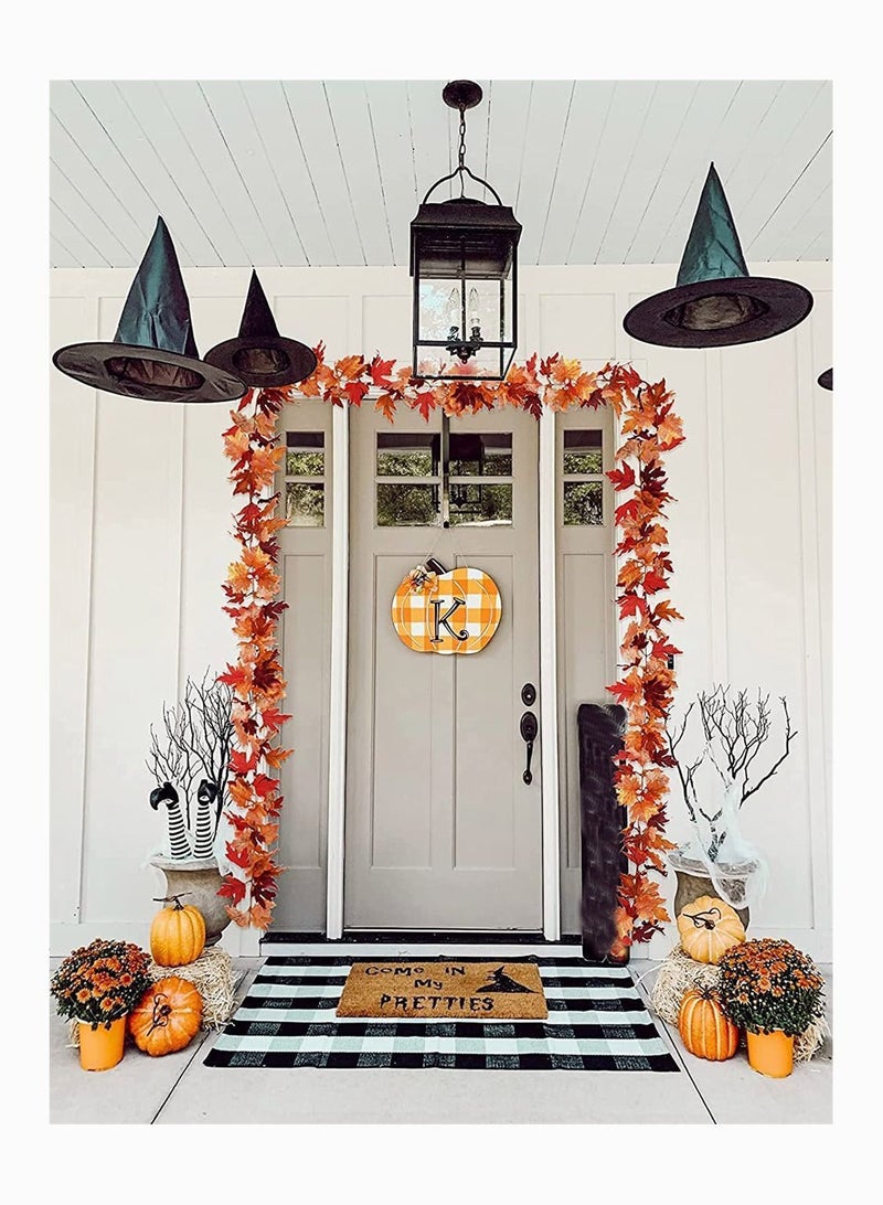 Y&D 2 Pack Fall-Garland Garland Leaf Foliage Mantle Vine Fall Decor Artificial Autumn Decoration for Home Fireplace Mantle Front Door Thanksgiving  - Image 3