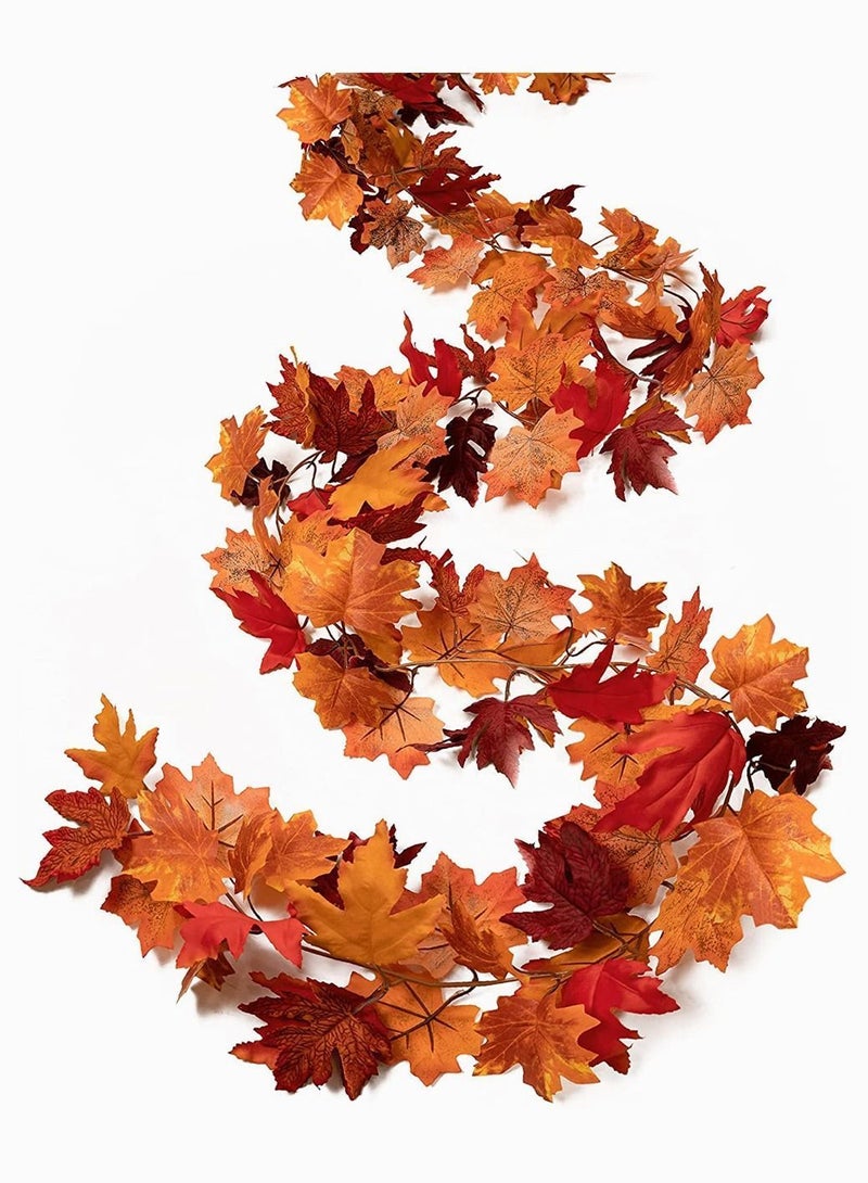 Y&D 2 Pack Fall-Garland Garland Leaf Foliage Mantle Vine Fall Decor Artificial Autumn Decoration for Home Fireplace Mantle Front Door Thanksgiving  - Image 1