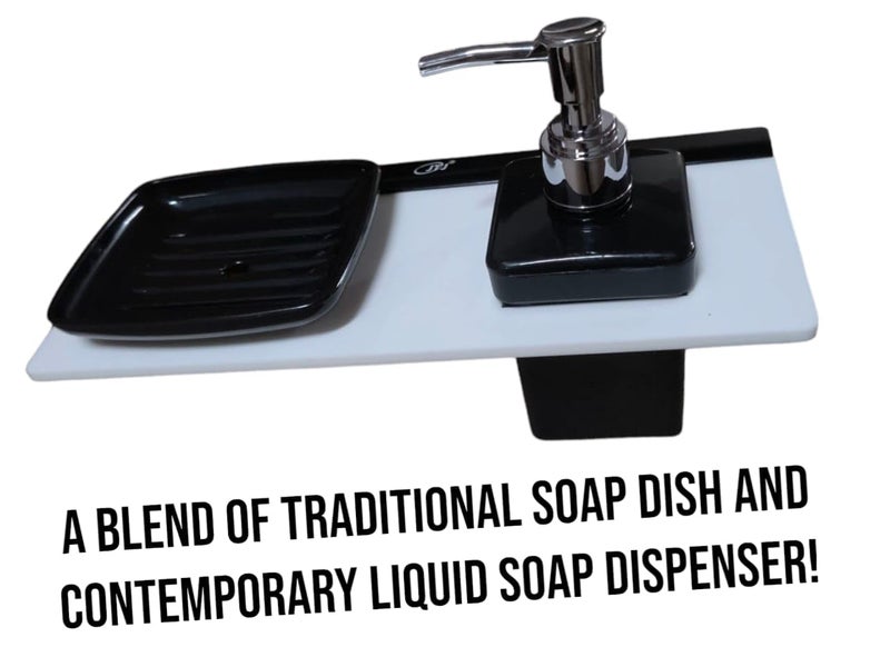 JTJ Acrylic Heavy Square Single Soap Dish for Bathroom | Durable Soap Stands for Bathroom & Kitchen | Soap Dish with Liquid Soap Dispenser Wall Mounted (White) - Image 4