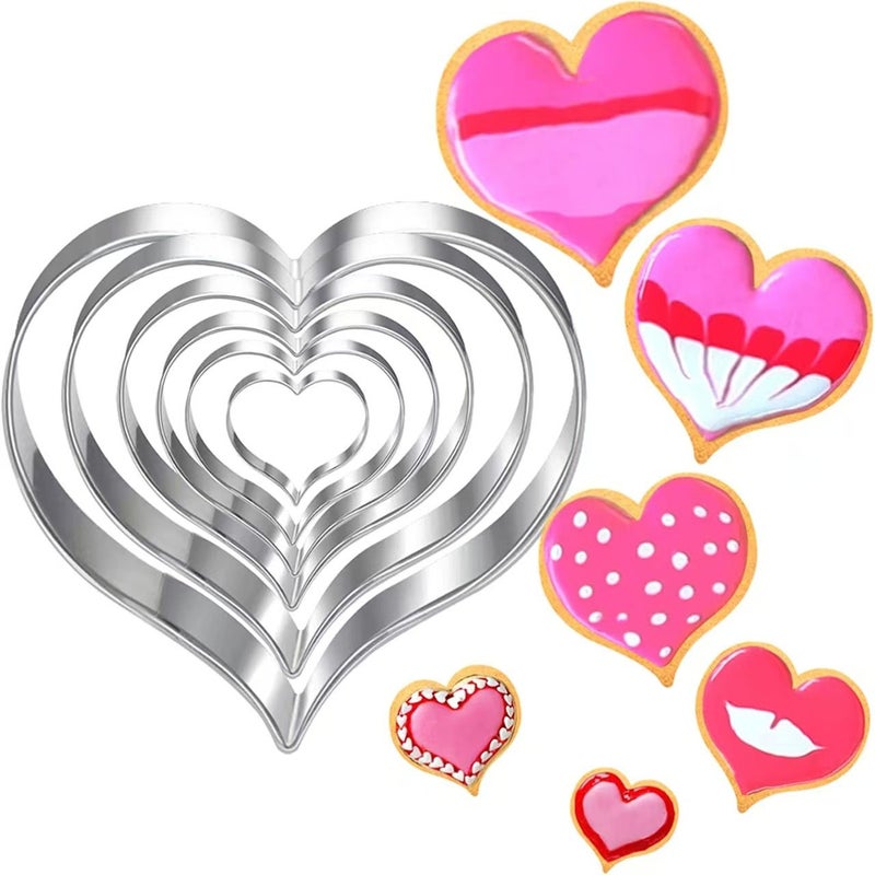 Heart Shaped Stainless Steel Cookie Cutter Set 6 Pieces - Image 1