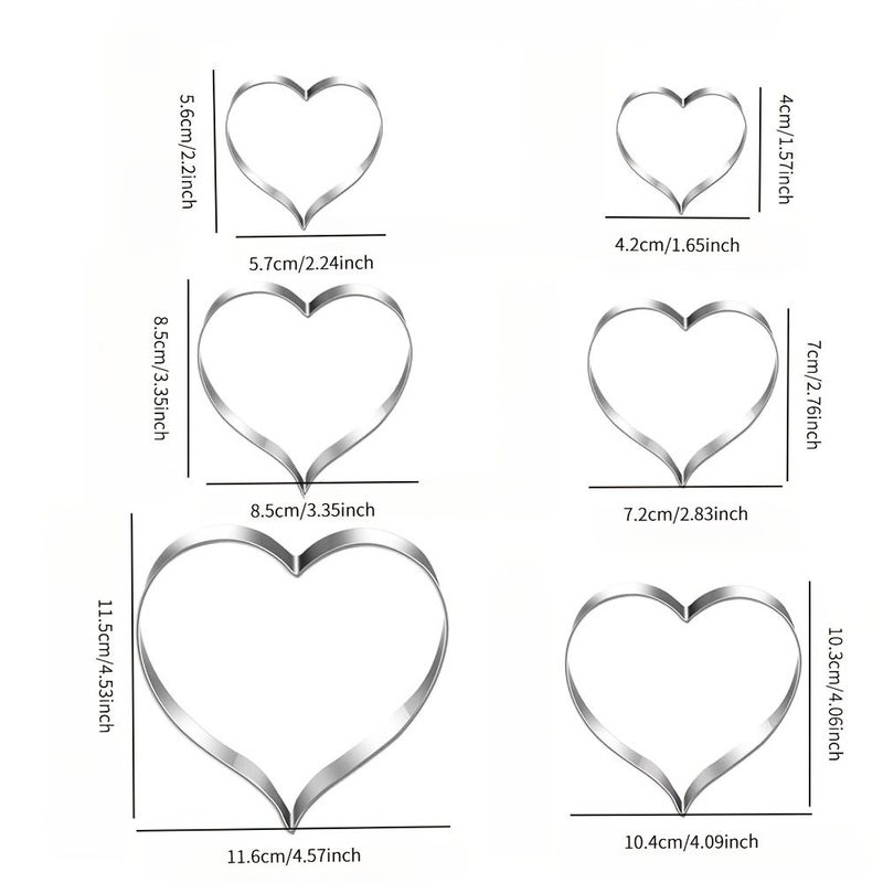 Heart Shaped Stainless Steel Cookie Cutter Set 6 Pieces - Image 3