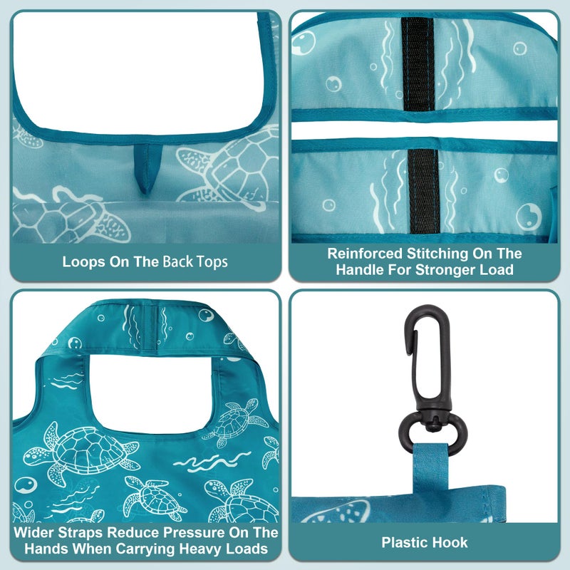 HOLYLUCK Reusable Grocery Bags,Heavy Duty Foldable Shopping Tote Bag (Standard, 3 Turtle) - Image 4