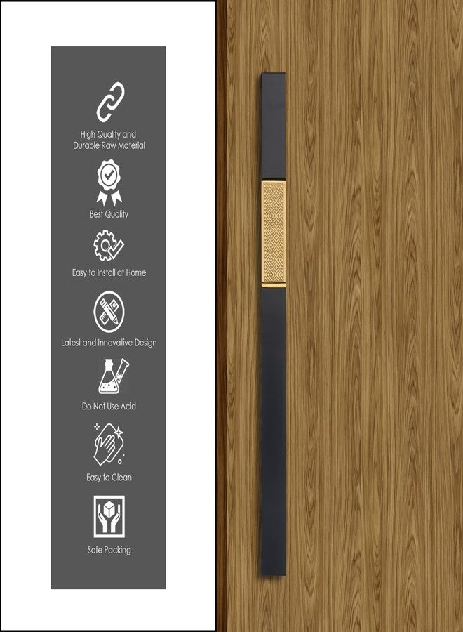 WODIX Imperio 18 Inch Main Door Handle | Black and PVD Gold Finish | Stainless Steel Heavy Duty Entrance Handle for Home & Office Doors - Image 4