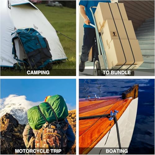 Xfopz 6 Pcs Carabiner Bungee Cords with Hooks- Heavy Duty Bungee Straps Strong Elastic Rope for Outdoor Tent, Luggage Rack, Camping, Cargo, RV, Bike, Transporting,100 LBS Max Break Strength - Image 5