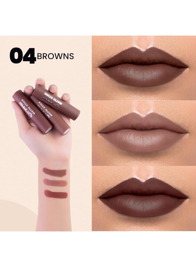 مارس مجموعة مارس ماتيه، ٣ أحمر شفاه للنساء | يدوم طويلًا | لمسة نهائية ناعمة | مرطب | لون موحد بلمسة واحدة (٣ × ٣٫٢ غرام) (٠٤-بني) - Image 5