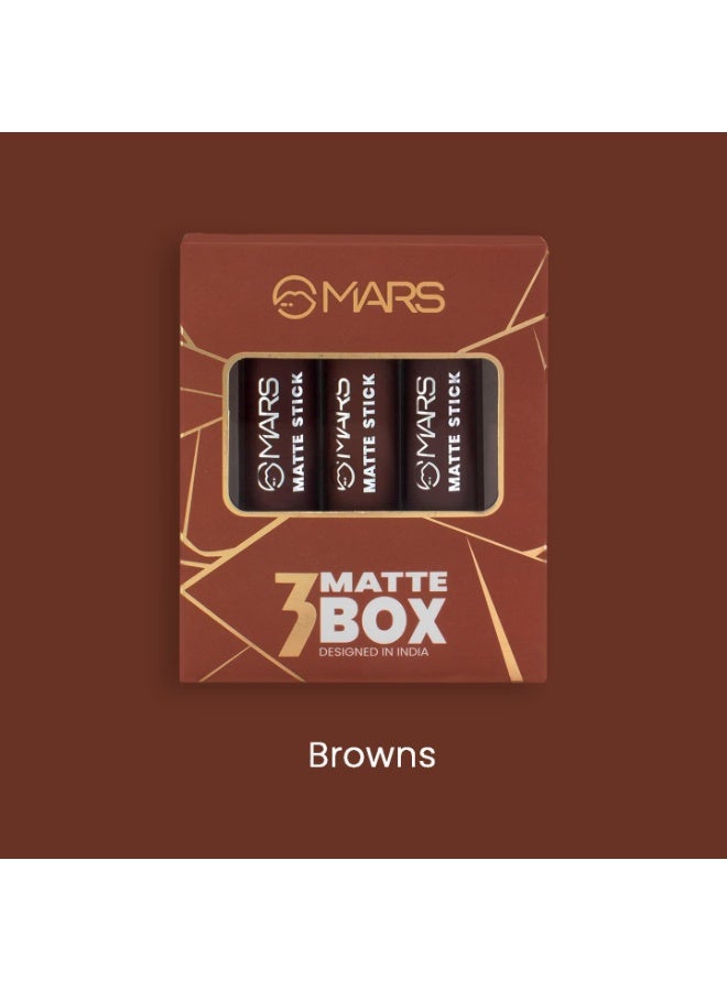 مارس مجموعة مارس ماتيه، ٣ أحمر شفاه للنساء | يدوم طويلًا | لمسة نهائية ناعمة | مرطب | لون موحد بلمسة واحدة (٣ × ٣٫٢ غرام) (٠٤-بني) - Image 4