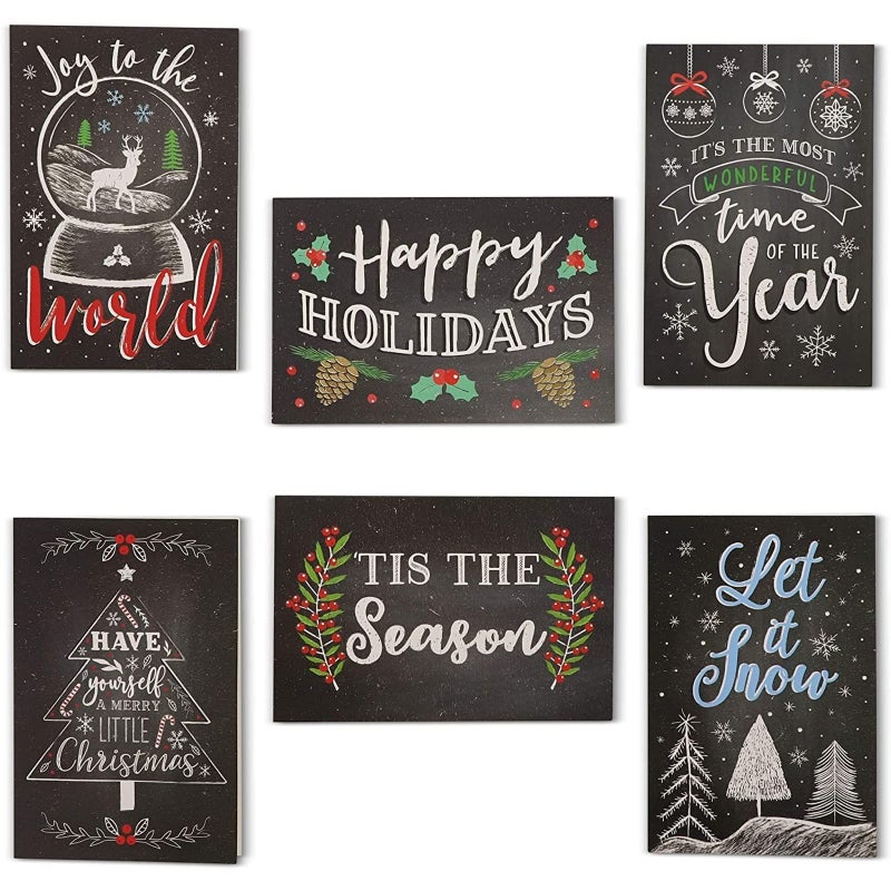 Sustainable Greetings Holiday Cards with Envelopes 48Pack 4 x 6 in Chalkboard Bulk Blank Holiday Card Set Assorted Festive Messages