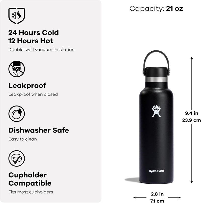 Hydro Flask Water Bottle - Insulated Stainless Steel - Non Spill, Leakproof in 21 Oz White - Image 4