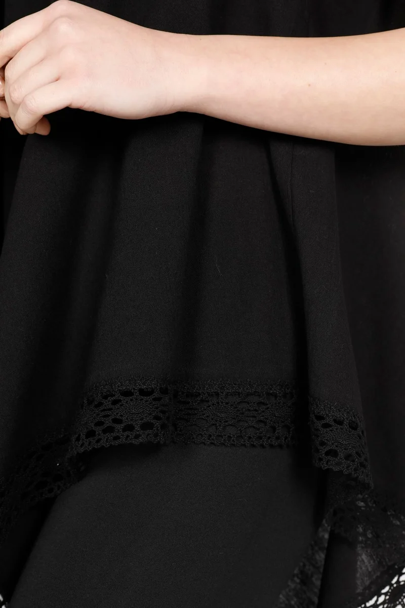 اليش شيل بيزي Strap Sile Cloth Çağla Blouse Black Syh