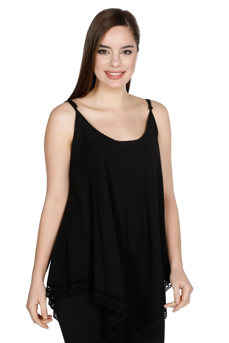 اليش شيل بيزي Strap Sile Cloth Çağla Blouse Black Syh
