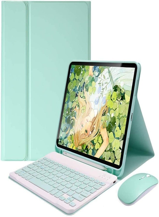 QIYIBOCASE جراب Galaxy Tab S10+ Plus/S9 FE+ Plus/Galaxy Tab S9+ Plus مقاس 12.4 بوصة مع لوحة مفاتيح وماوس، جراب لوحة مفاتيح مغناطيسي قابل للفصل مع حامل قلم S Pen لجهاز Galaxy Tab S10 Plus/S9Plus/S9FE Plus (أخضر نعناعي) - Image 1